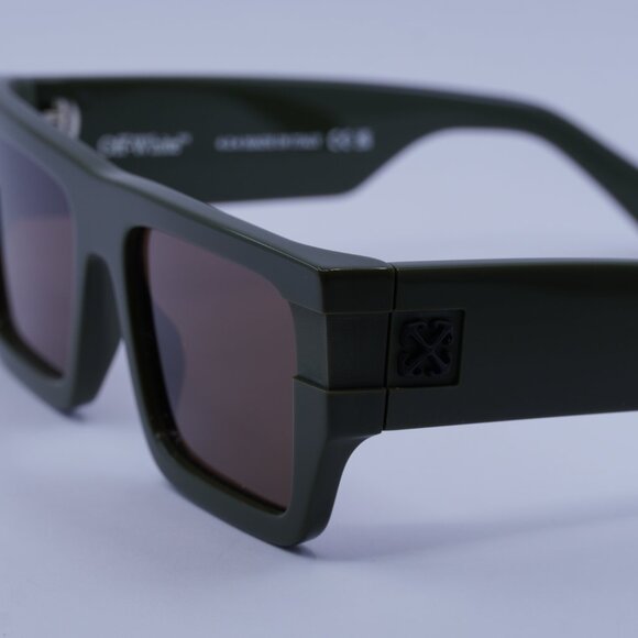 Off-White OERI149 CHESTER 5664 Sunglasses Military Green Square Frame - Picture 8 of 10
